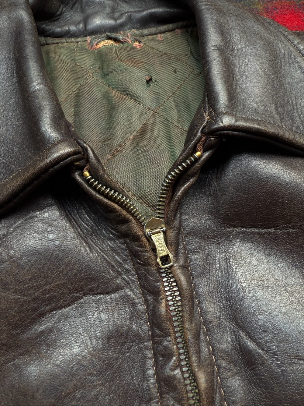 True vintage 40s 50s A2 style civilian leather jacket - Picture 2 of 10